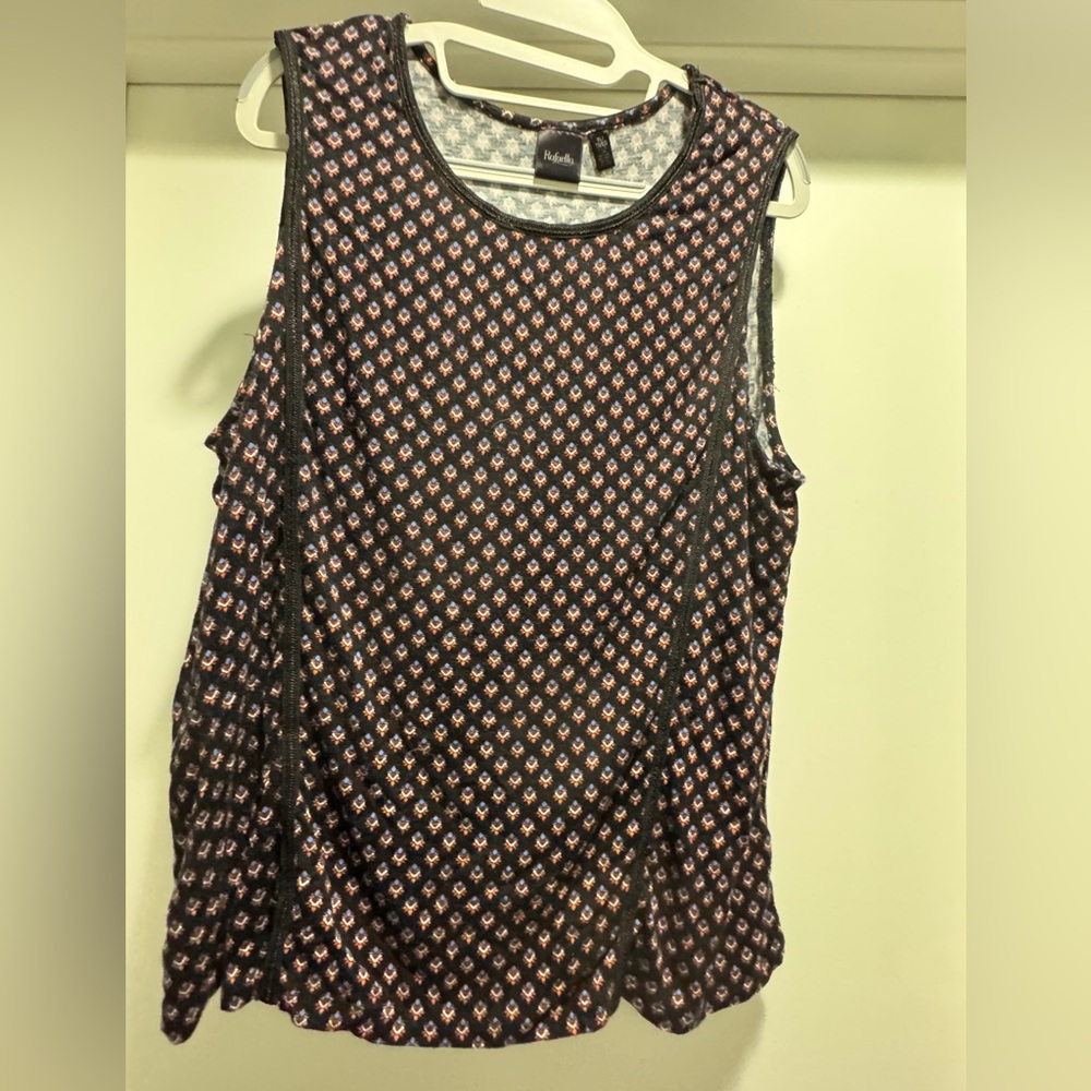 Rafaella Black and Pink Patterned Tank Top Sz XL